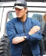 The Terminal List Chris Pratt Blue Bomber Jacket
