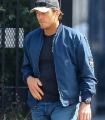 The Terminal List Chris Pratt Blue Bomber Jacket