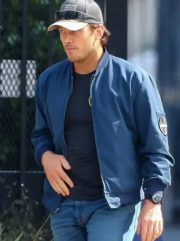 The Terminal List Chris Pratt Blue Bomber Jacket