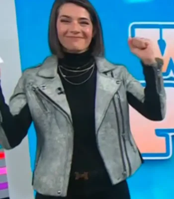 The Today Show Daryn Carp Metallic Silver Leather Jacket