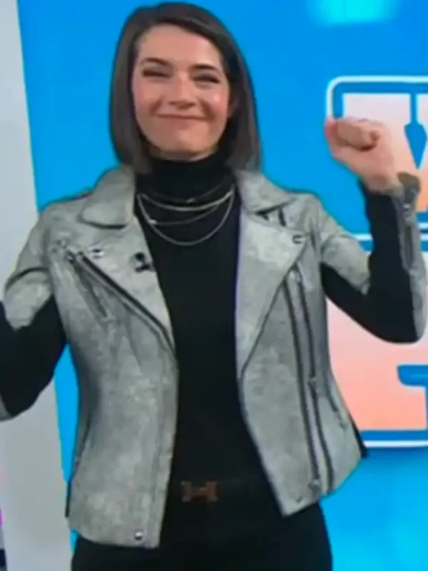 The Today Show Daryn Carp Metallic Silver Leather Jacket