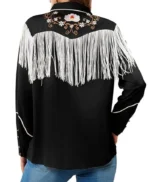 The Upshaws Lucretia Turner Black Floral Fringe Shirt