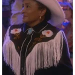 The Upshaws Lucretia Turner Black Floral Fringe Shirt