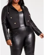 The Upshaws s04 Marsha Warfield Black Leather Crop Blazer
