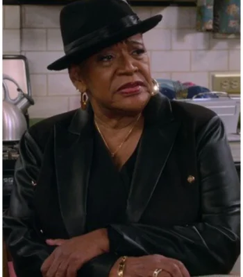 The Upshaws s04 Marsha Warfield Black Leather Crop Blazer