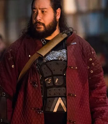 The Walking Dead S09 Jerry Quilted Maroon Coat