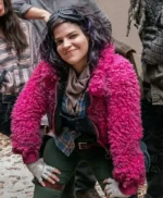 The Walking Dead S10 Juanita Princess Sanchez Pink Cropped Fur Jacket