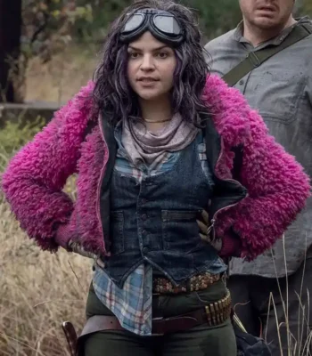 The Walking Dead S10 Juanita Princess Sanchez Pink Cropped Fur Jacket