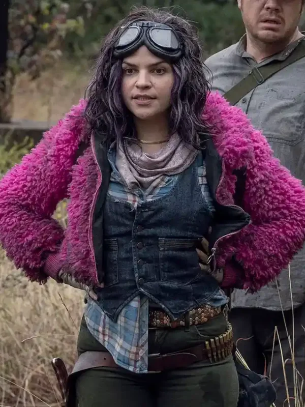 The Walking Dead S10 Juanita Princess Sanchez Pink Cropped Fur Jacket