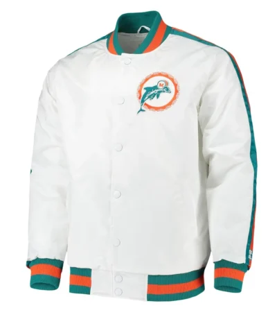 Throwback D-Line Miami Dolphins White Jacket
