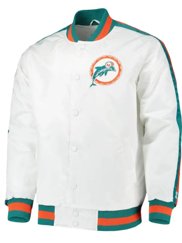 Throwback D-Line Miami Dolphins White Jacket