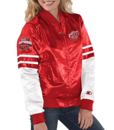 Tie Breaker Detroit Red Wings Red and White Jacket