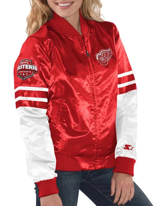 Tie Breaker Detroit Red Wings Red and White Jacket
