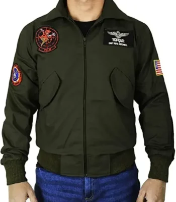 Tom Cruise Top Gun Maverick 2 Dark Green Bomber Jacket