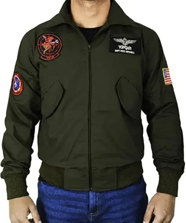 Tom Cruise Top Gun Maverick 2 Dark Green Bomber Jacket