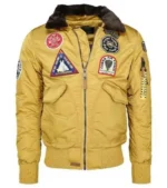 Top Gun B-15 Flying Tigers Yellow Flight Satin Bomber Jacket