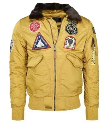 Top Gun B-15 Flying Tigers Yellow Flight Satin Bomber Jacket