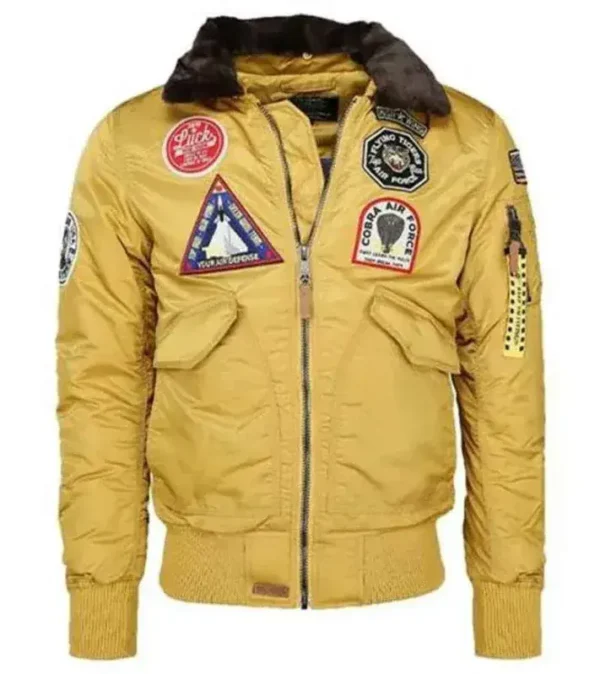 Top Gun B-15 Flying Tigers Yellow Flight Satin Bomber Jacket