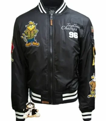 Top Gun MA-1 Champs 96 Zip Up Black Stripe Bomber Jacket