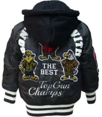 Top Gun MA-1 Champs 96 Zip Up Black Stripe Bomber Jacket