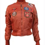 Top Gun MA-1 Rust Women’s Flight Satin Bomber Jacket