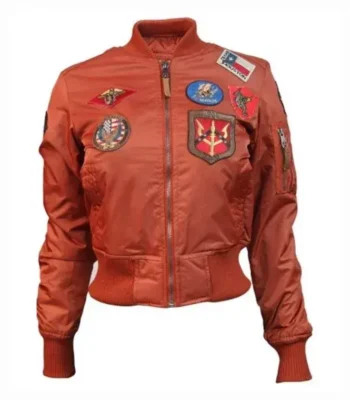 Top Gun MA-1 Rust Women’s Flight Satin Bomber Jacket