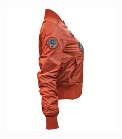 Top Gun MA-1 Rust Women’s Flight Satin Bomber Jacket