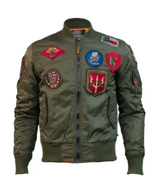 Top Gun Ma-1 Green Airforce Flight Patches Bomber Jacket Top Gun Ma-1 Green Airforce Flight Patches Bomber Jacket