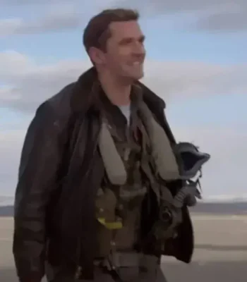 Top Gun Maverick Jon Hamm A2 Aviator Leather Sherpa Jacket