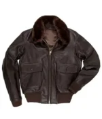 Top Gun Maverick Jon Hamm A2 Aviator Leather Sherpa Jacket