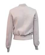 Top Gun Women’s Light Pink Cropped Vegan Bomber Leather Jacket