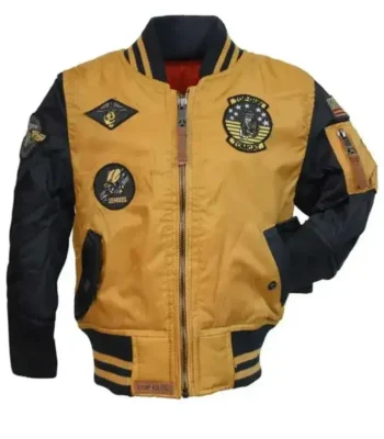 Top Gun Yellow and Black Tomcat MA-1 Zip Up Bomber Jacket