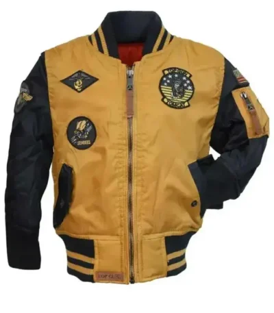 Top Gun Yellow and Black Tomcat MA-1 Zip Up Bomber Jacket