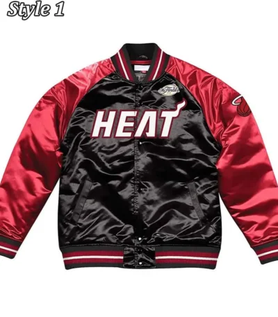 Tough Season Miami Heat Red and Black Varsity Satin Jacket