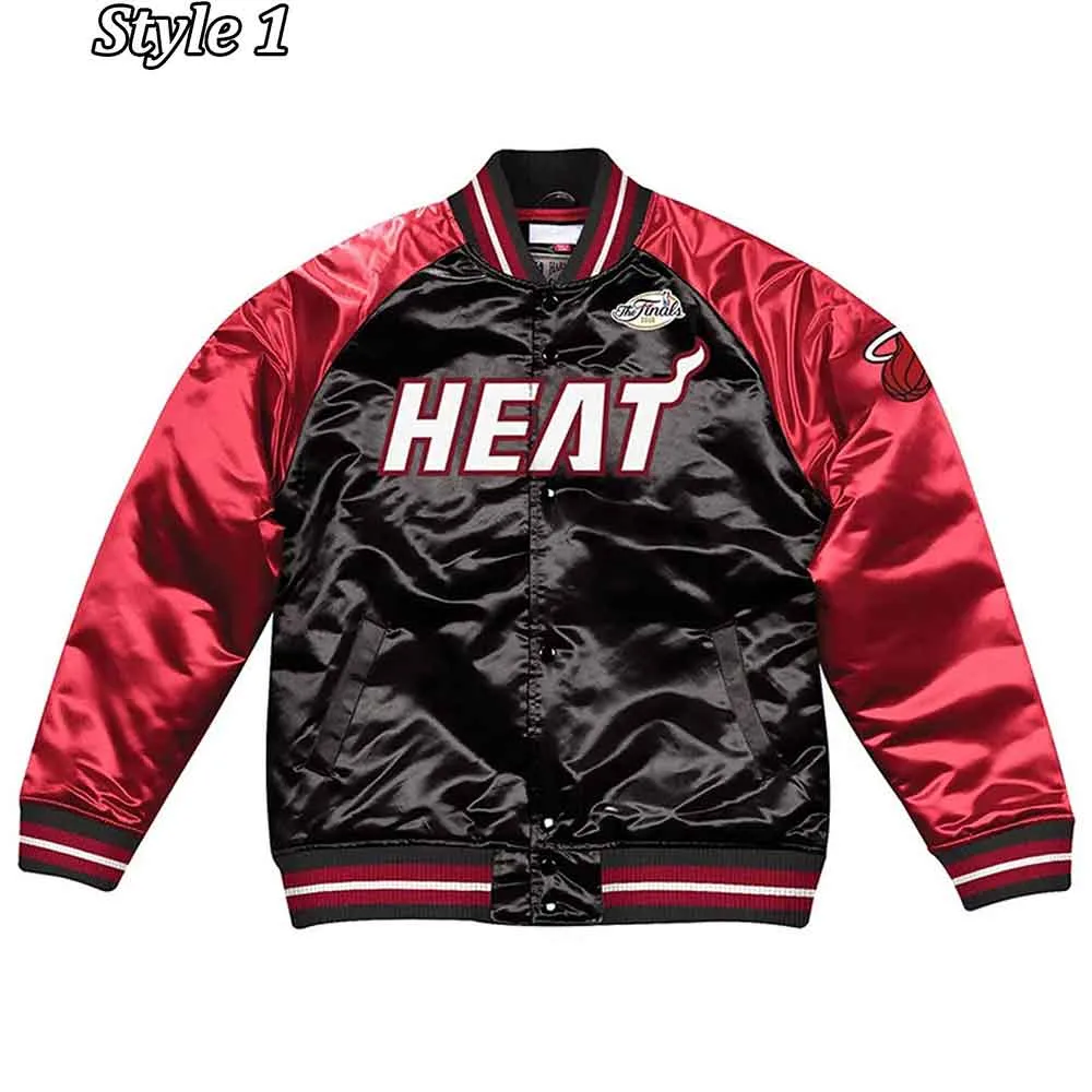Tough Season Miami Heat Red and Black Varsity Satin Jacket Tough Season Miami Heat Red and Black Varsity Satin Jacket