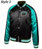 Vancouver Grizzlies Varsity Aqua Green and Black Jacket