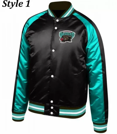 Vancouver Grizzlies Varsity Aqua Green and Black Jacket