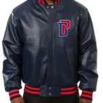 Varsity Detroit Pistons Navy Blue Leather Jacket