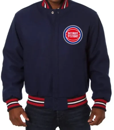 Varsity Detroit Pistons Navy Blue Wool Jacket