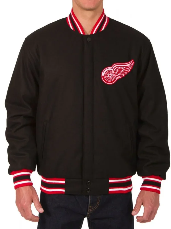 Varsity Detroit Red Wings Wool Black Jacket