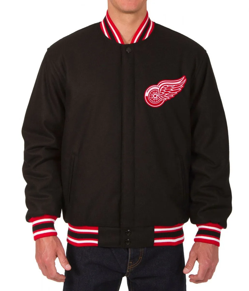 Varsity Detroit Red Wings Wool Black Jacket Varsity Detroit Red Wings Wool Black Jacket