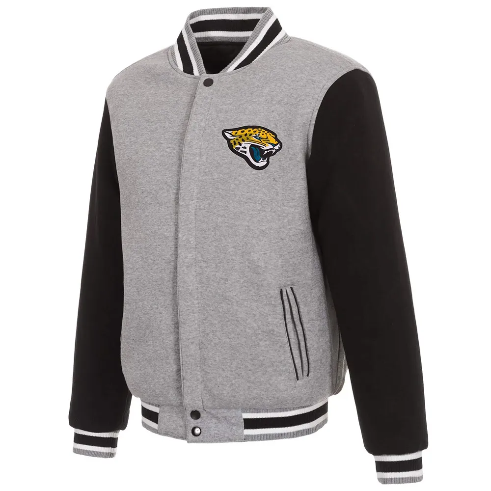 Varsity Gray-Black Jacksonville Jaguars Two-Tone Wool Jacket Varsity Gray-Black Jacksonville Jaguars Two-Tone Wool Jacket