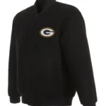 Varsity Green Bay Packers Black Wool Jacket