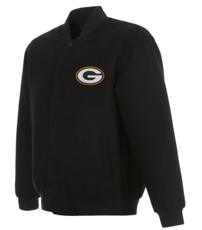 Varsity Green Bay Packers Black Wool Jacket