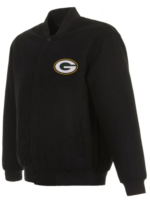 Varsity Green Bay Packers Black Wool Jacket