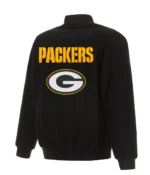 Varsity Green Bay Packers Black Wool Jacket