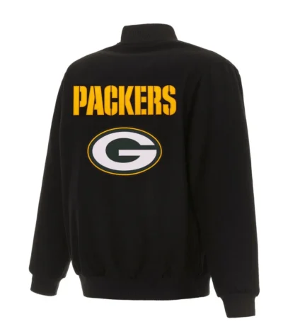 Varsity Green Bay Packers Black Wool Jacket