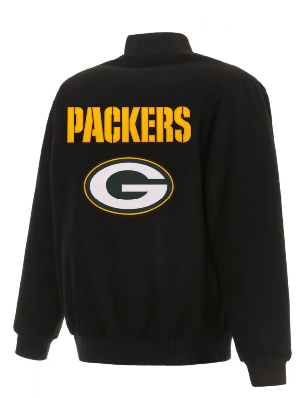 Varsity Green Bay Packers Black Wool Jacket