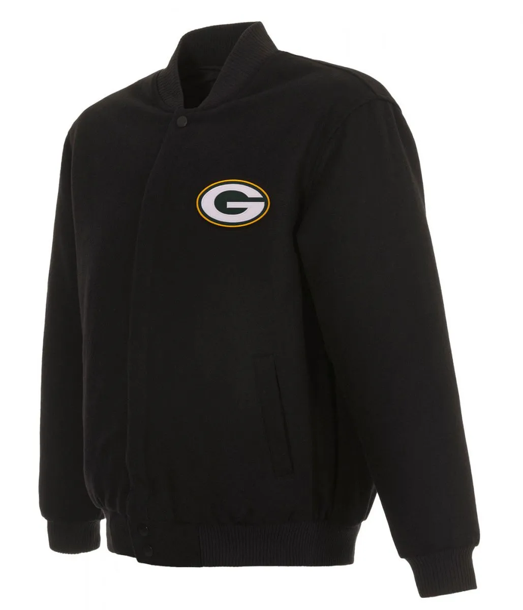 Varsity Green Bay Packers Black Wool Jacket Varsity Green Bay Packers Black Wool Jacket