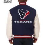 Varsity Houston Texans Navy Blue and White Two-Tone Jacket